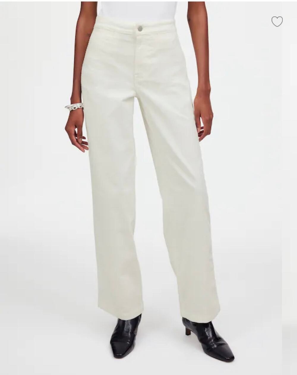 Madewell Emmett Wide Leg Winter White Pants Jeans cotton Cream size 28 Coastal